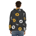 Bitcoin Symbol Pattern Print Men's Velvet Pullover Hoodie