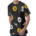 Bitcoin Symbol Pattern Print Men's Velvet T-Shirt