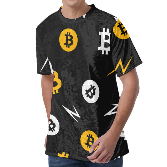 Bitcoin Symbol Pattern Print Men's Velvet T-Shirt