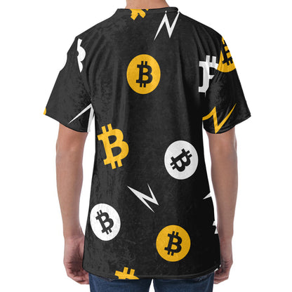 Bitcoin Symbol Pattern Print Men's Velvet T-Shirt