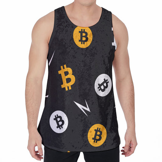 Bitcoin Symbol Pattern Print Men's Velvet Tank Top