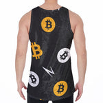 Bitcoin Symbol Pattern Print Men's Velvet Tank Top