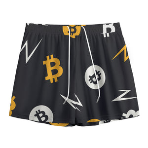 Bitcoin Symbol Pattern Print Mesh Shorts