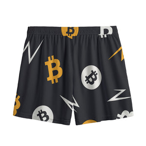 Bitcoin Symbol Pattern Print Mesh Shorts