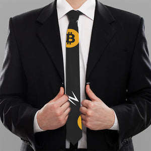 Bitcoin Symbol Pattern Print Necktie