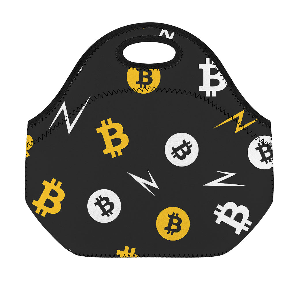 Bitcoin Symbol Pattern Print Neoprene Lunch Bag