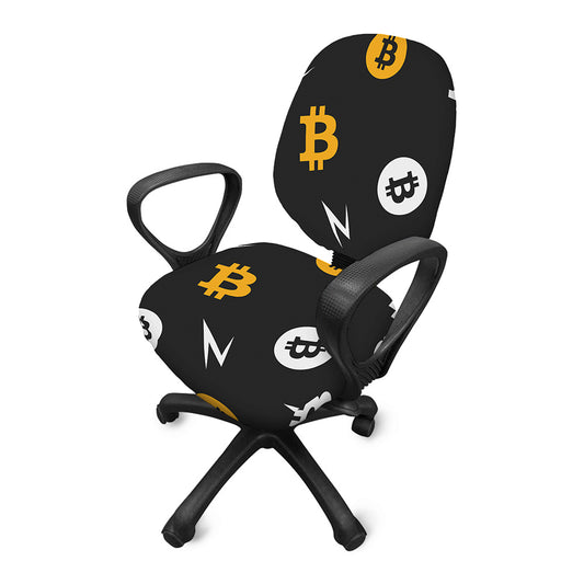 Bitcoin Symbol Pattern Print Office Chair Cover