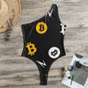 Bitcoin Symbol Pattern Print One Shoulder Bodysuit