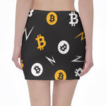 Bitcoin Symbol Pattern Print Pencil Mini Skirt