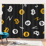 Bitcoin Symbol Pattern Print Pencil Pleat Curtains