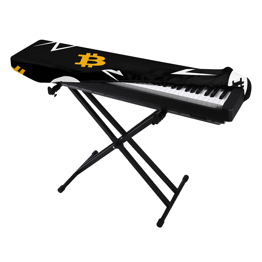 Bitcoin Symbol Pattern Print Piano Keyboard Cover