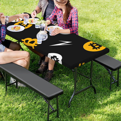 Bitcoin Symbol Pattern Print Picnic Table Cover
