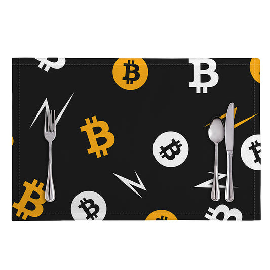 Bitcoin Symbol Pattern Print Placemat