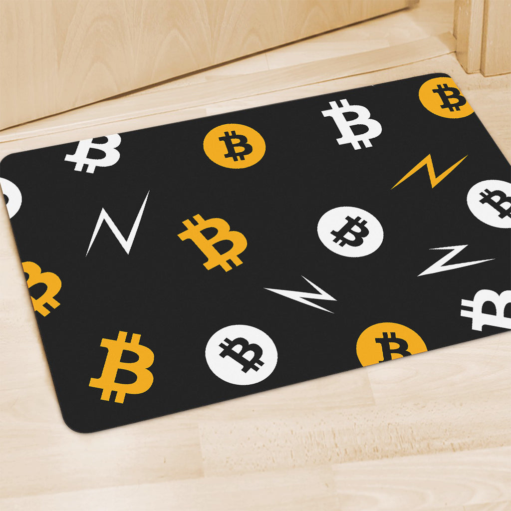 Bitcoin Symbol Pattern Print Polyester Doormat