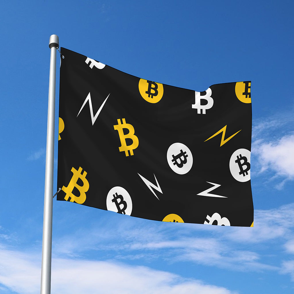 Bitcoin Symbol Pattern Print Polyester Flag
