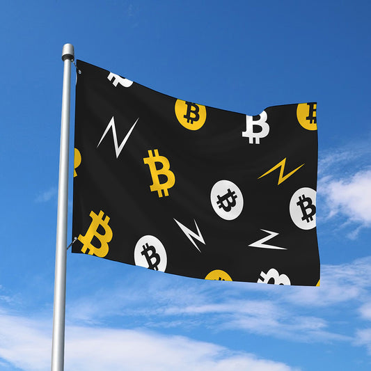 Bitcoin Symbol Pattern Print Polyester Flag
