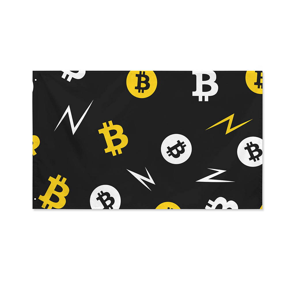 Bitcoin Symbol Pattern Print Polyester Flag