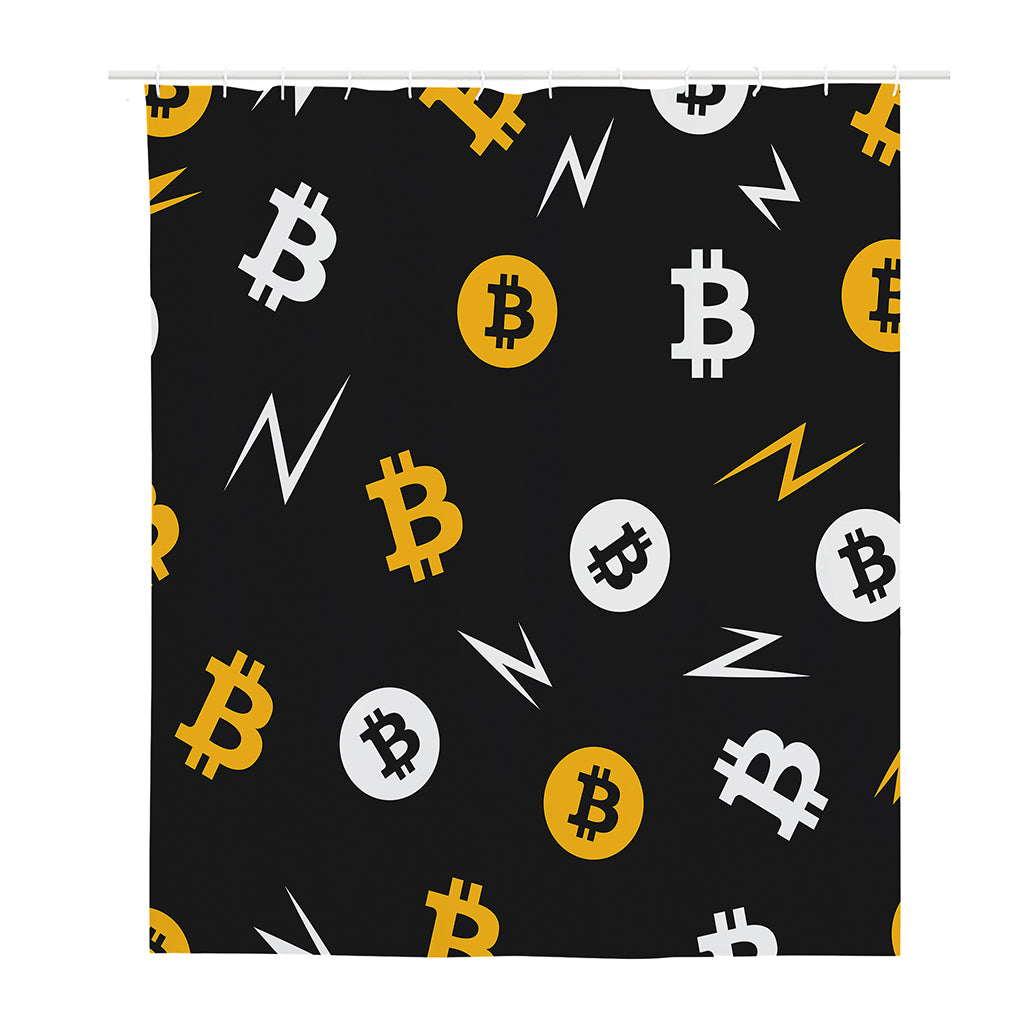 Bitcoin Symbol Pattern Print Polyester Shower Curtain