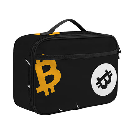 Bitcoin Symbol Pattern Print Portable Lunch Bag