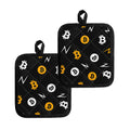 Bitcoin Symbol Pattern Print Pot Holders