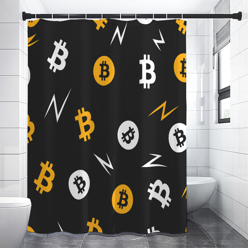 Bitcoin Symbol Pattern Print Premium Shower Curtain