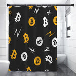 Bitcoin Symbol Pattern Print Premium Shower Curtain