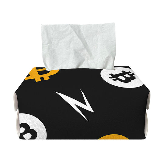 Bitcoin Symbol Pattern Print Rectangle Tissue Box Cover