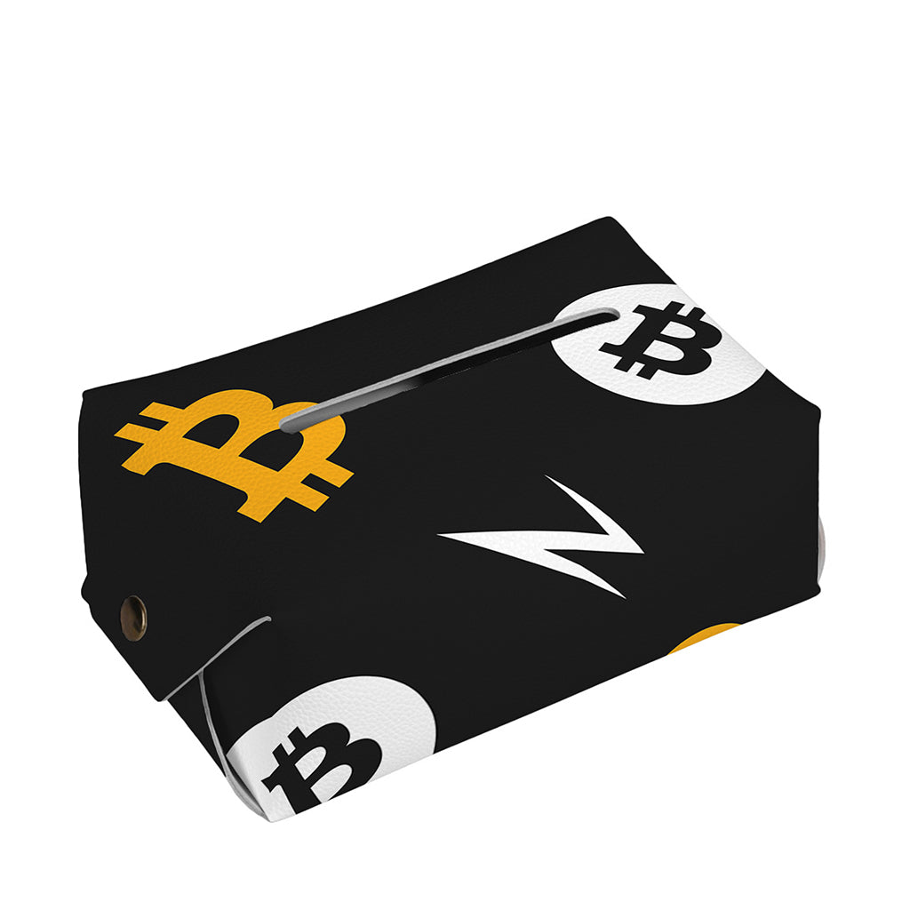 Bitcoin Symbol Pattern Print Rectangle Tissue Box Cover