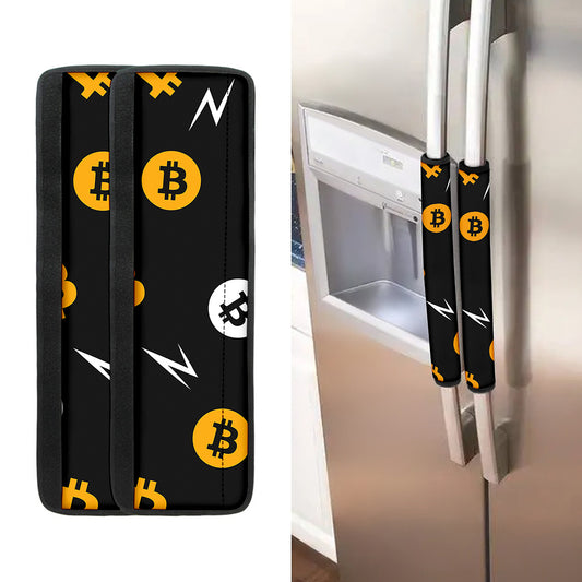 Bitcoin Symbol Pattern Print Refrigerator Handle Covers
