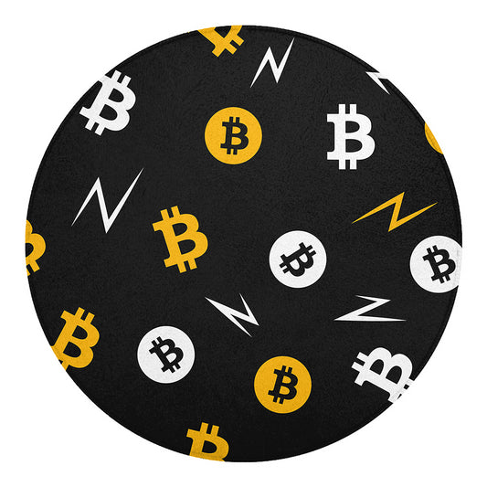 Bitcoin Symbol Pattern Print Round Blanket