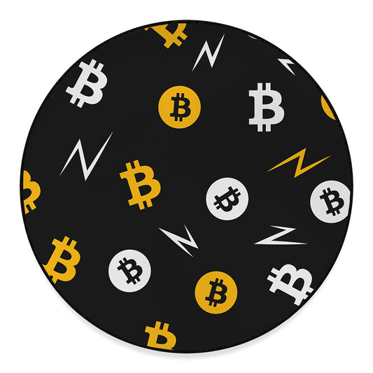 Bitcoin Symbol Pattern Print Round Floor Mat