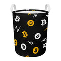 Bitcoin Symbol Pattern Print Round Laundry Basket