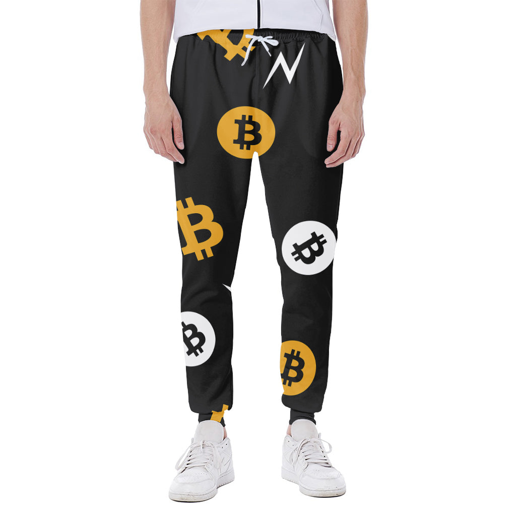 Bitcoin Symbol Pattern Print Scuba Joggers