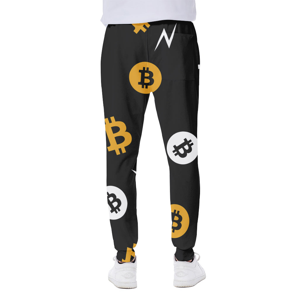 Bitcoin Symbol Pattern Print Scuba Joggers