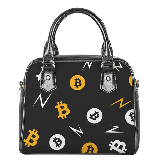 Bitcoin Symbol Pattern Print Shoulder Handbag