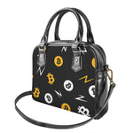 Bitcoin Symbol Pattern Print Shoulder Handbag