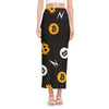 Bitcoin Symbol Pattern Print Side Slit Maxi Skirt