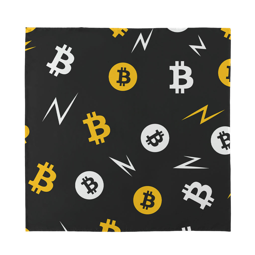 Bitcoin Symbol Pattern Print Silk Bandana