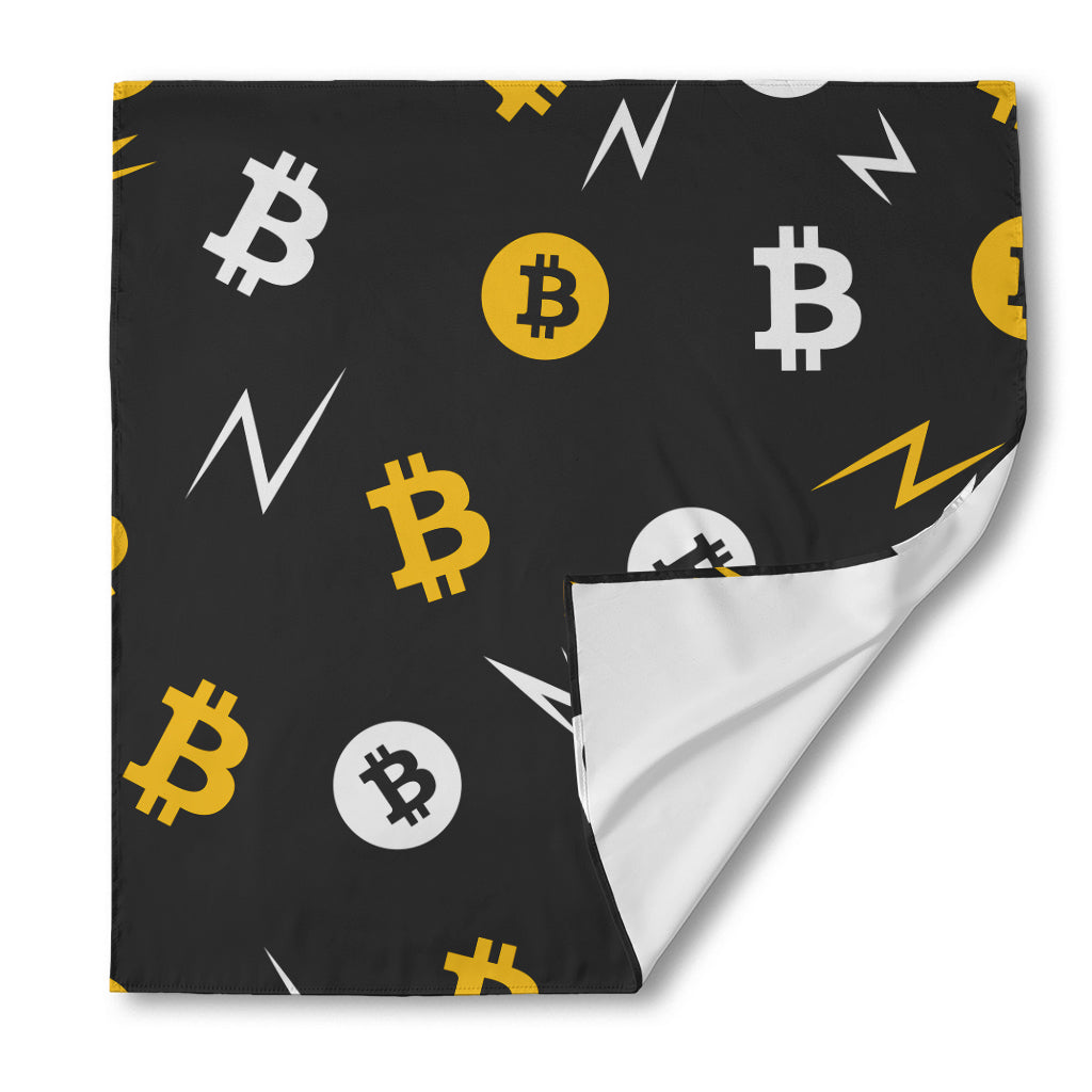 Bitcoin Symbol Pattern Print Silk Bandana