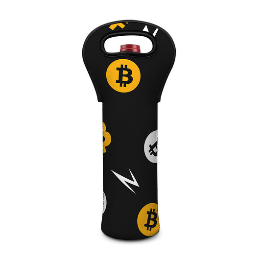 Bitcoin Symbol Pattern Print Single Neoprene Wine Tote