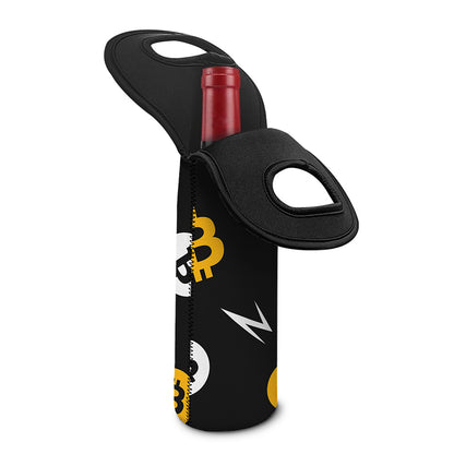 Bitcoin Symbol Pattern Print Single Neoprene Wine Tote