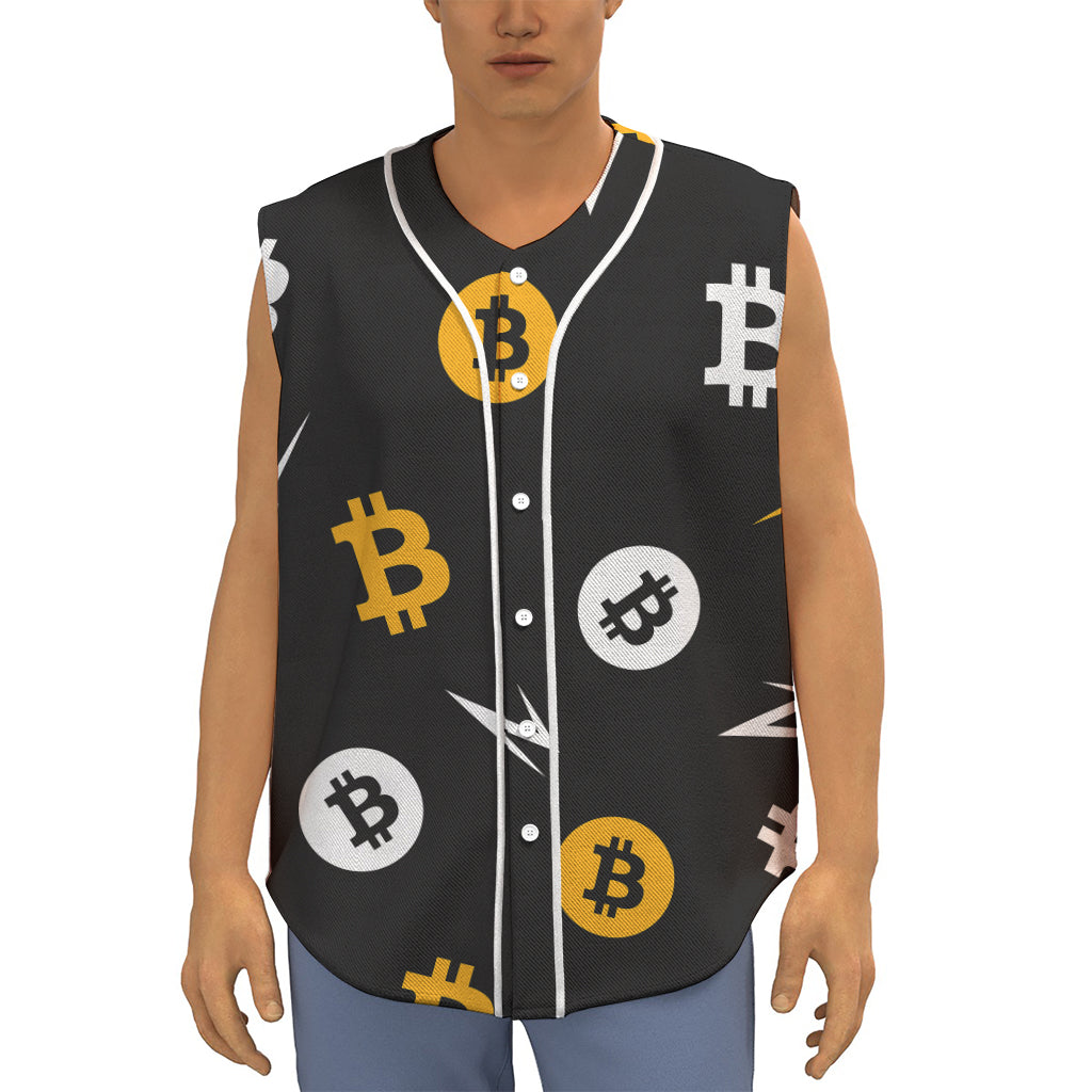 Bitcoin Symbol Pattern Print Sleeveless Baseball Jersey