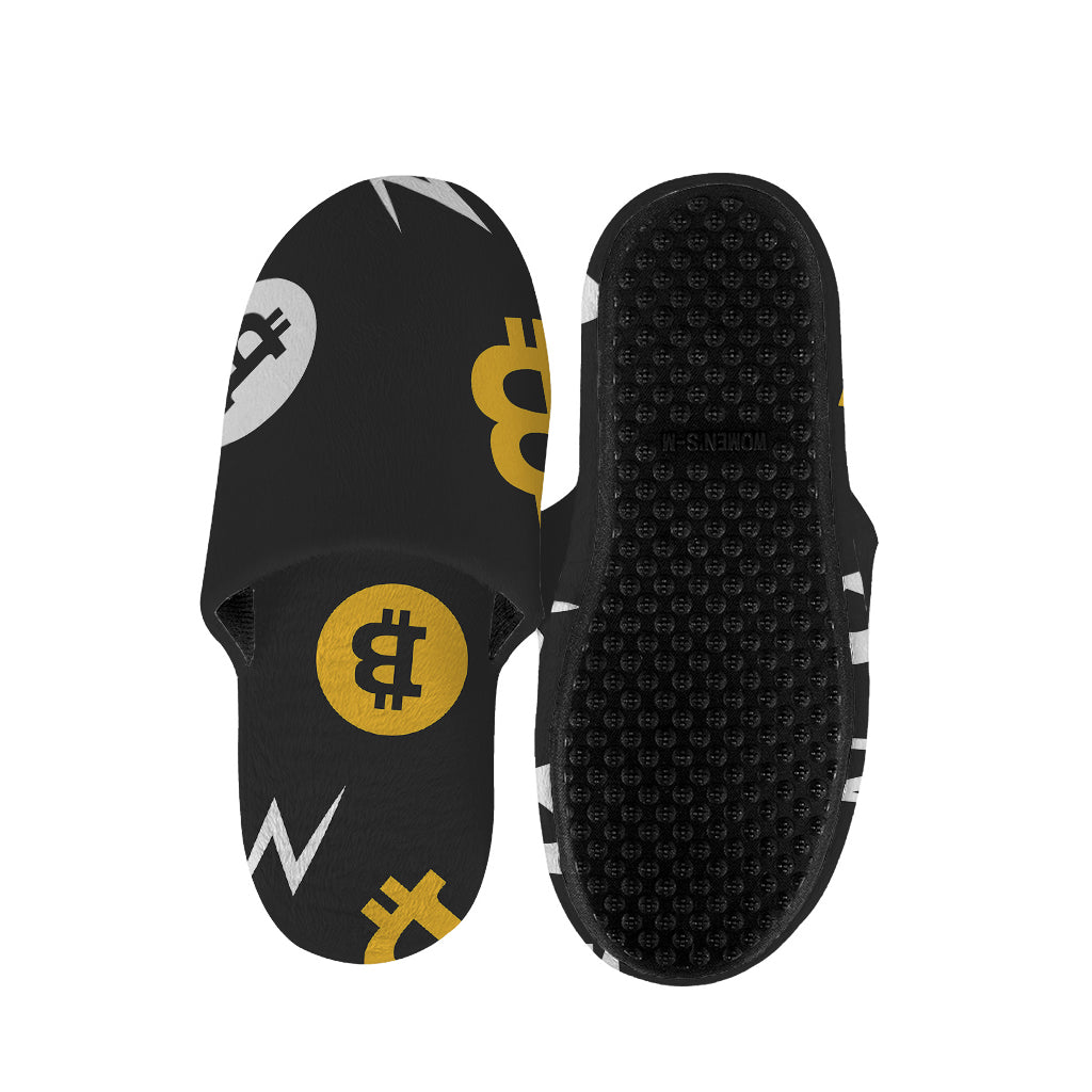 Bitcoin Symbol Pattern Print Slippers