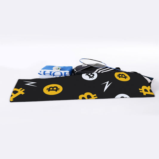 Bitcoin Symbol Pattern Print Sports Towel