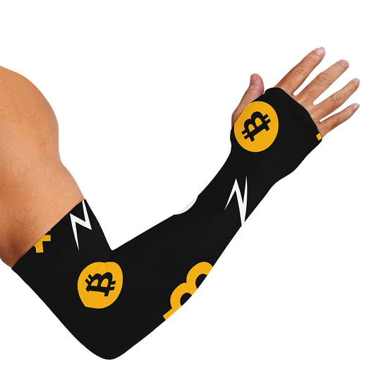 Bitcoin Symbol Pattern Print Sun Protection Arm Sleeves