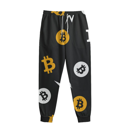 Bitcoin Symbol Pattern Print Sweatpants