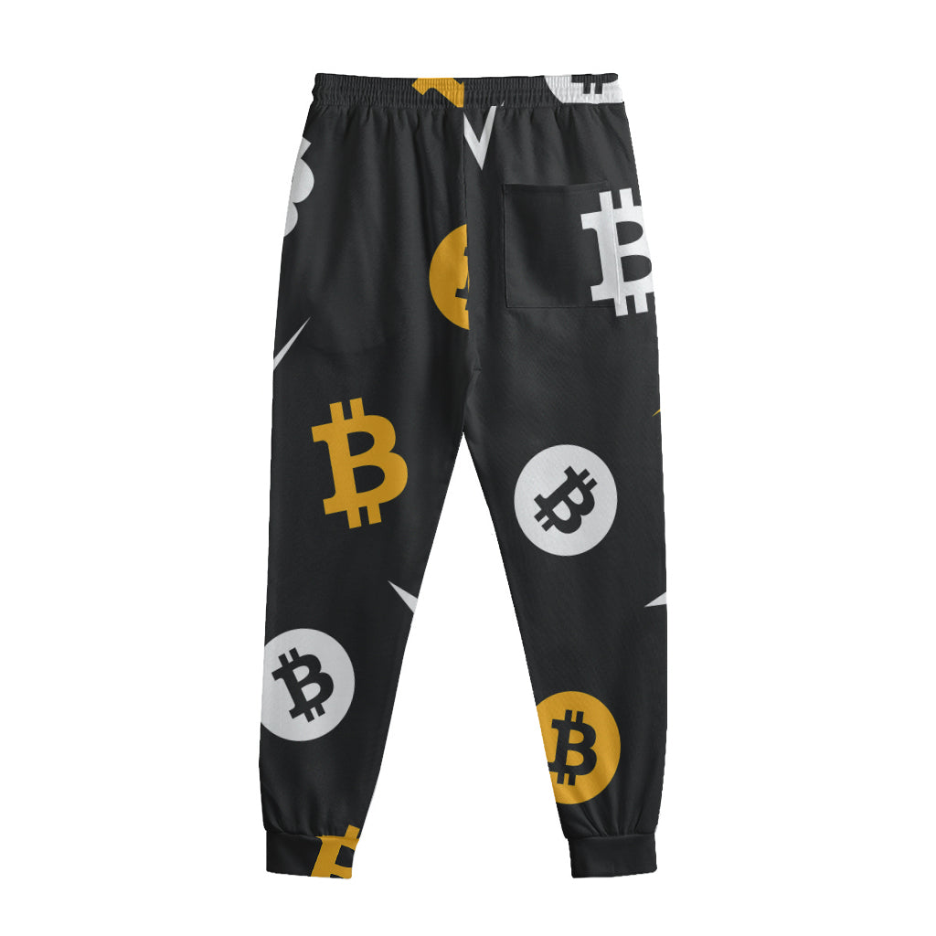 Bitcoin Symbol Pattern Print Sweatpants