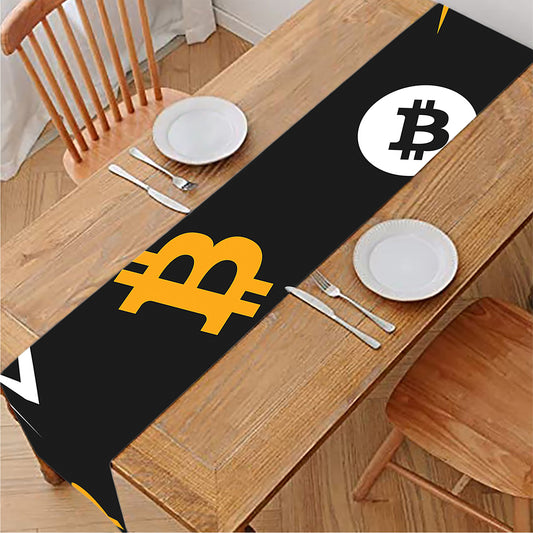 Bitcoin Symbol Pattern Print Table Runner