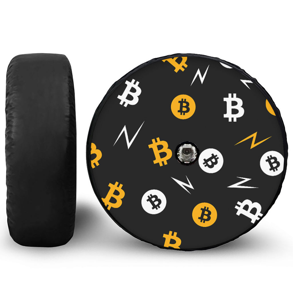 Bitcoin Symbol Pattern Print Tire Cover With Camera Hole