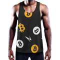 Bitcoin Symbol Pattern Print Men's Workout Tank Top